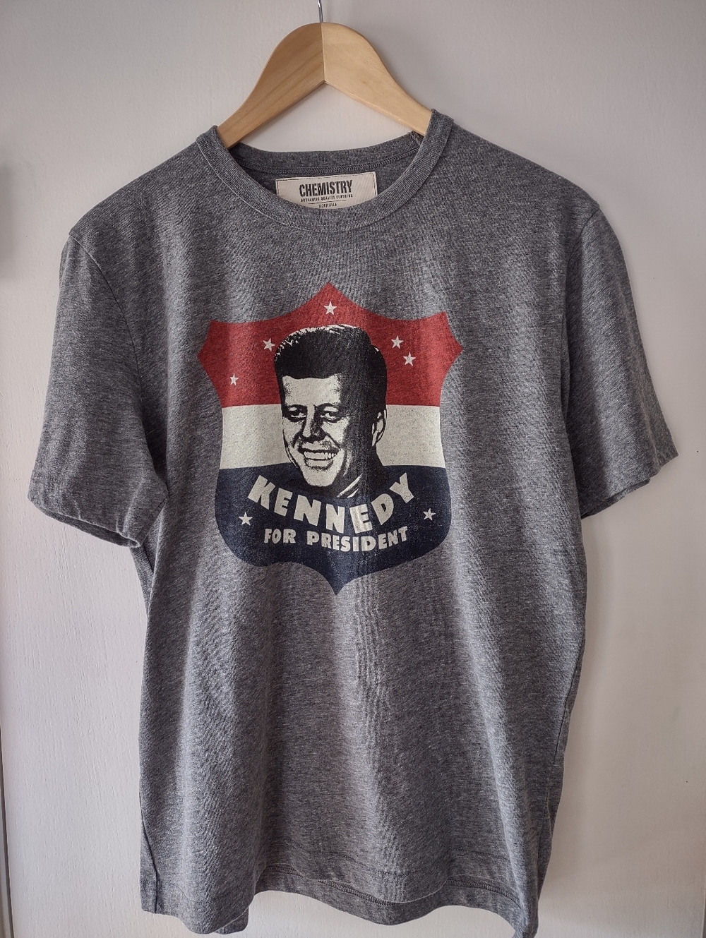 Chemistry JFK “Kennedy for President” Graphic T-Shirt Gray Size Small Vintage St